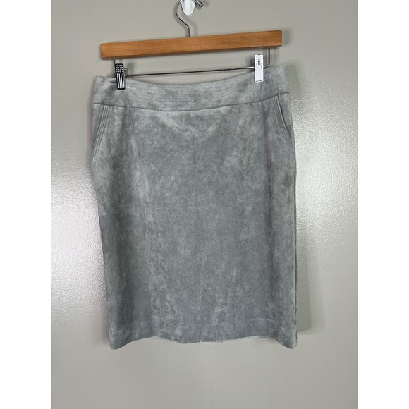 Calvin Klein Dresses & Skirts - Calvin Klein Grey Faux Suede Pencil Skirt Womens 8 petite office professional